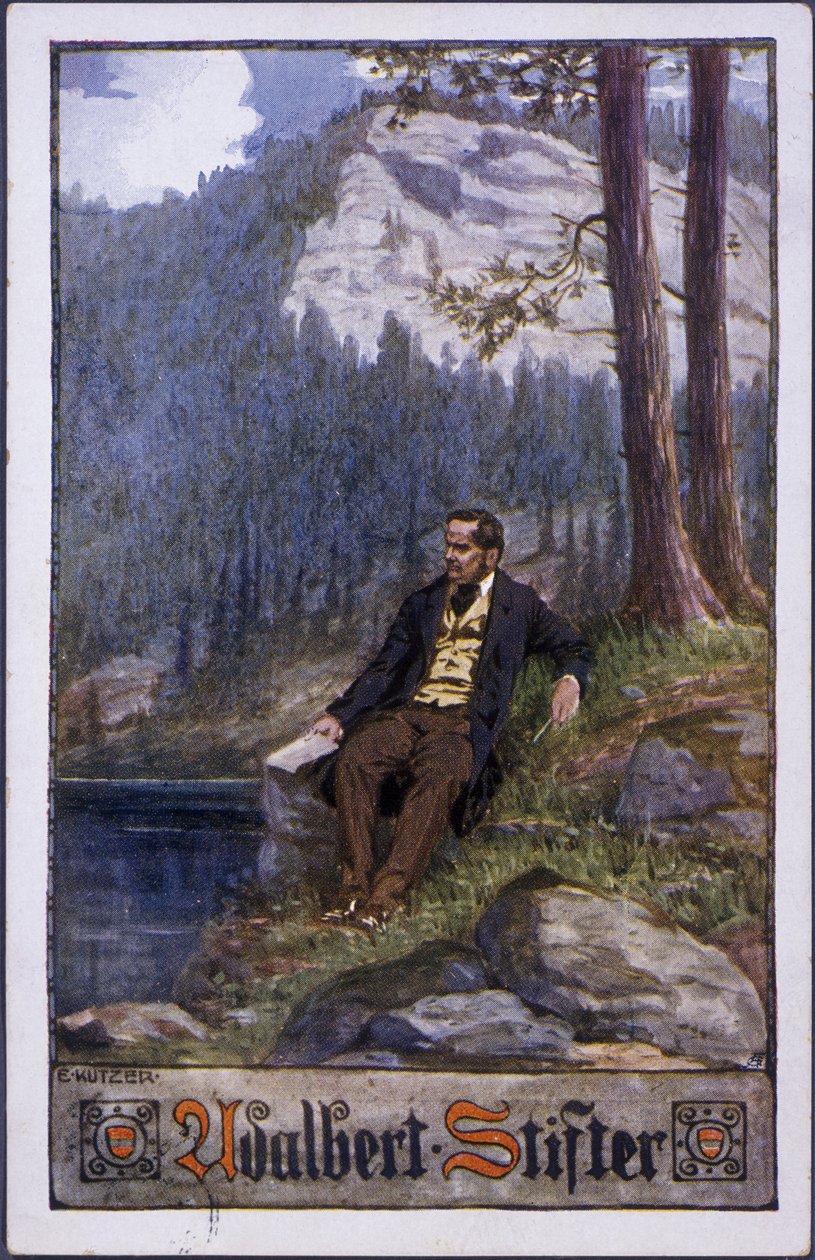Adalbert Stifter, c.1910 farve litho af E. Kutzer