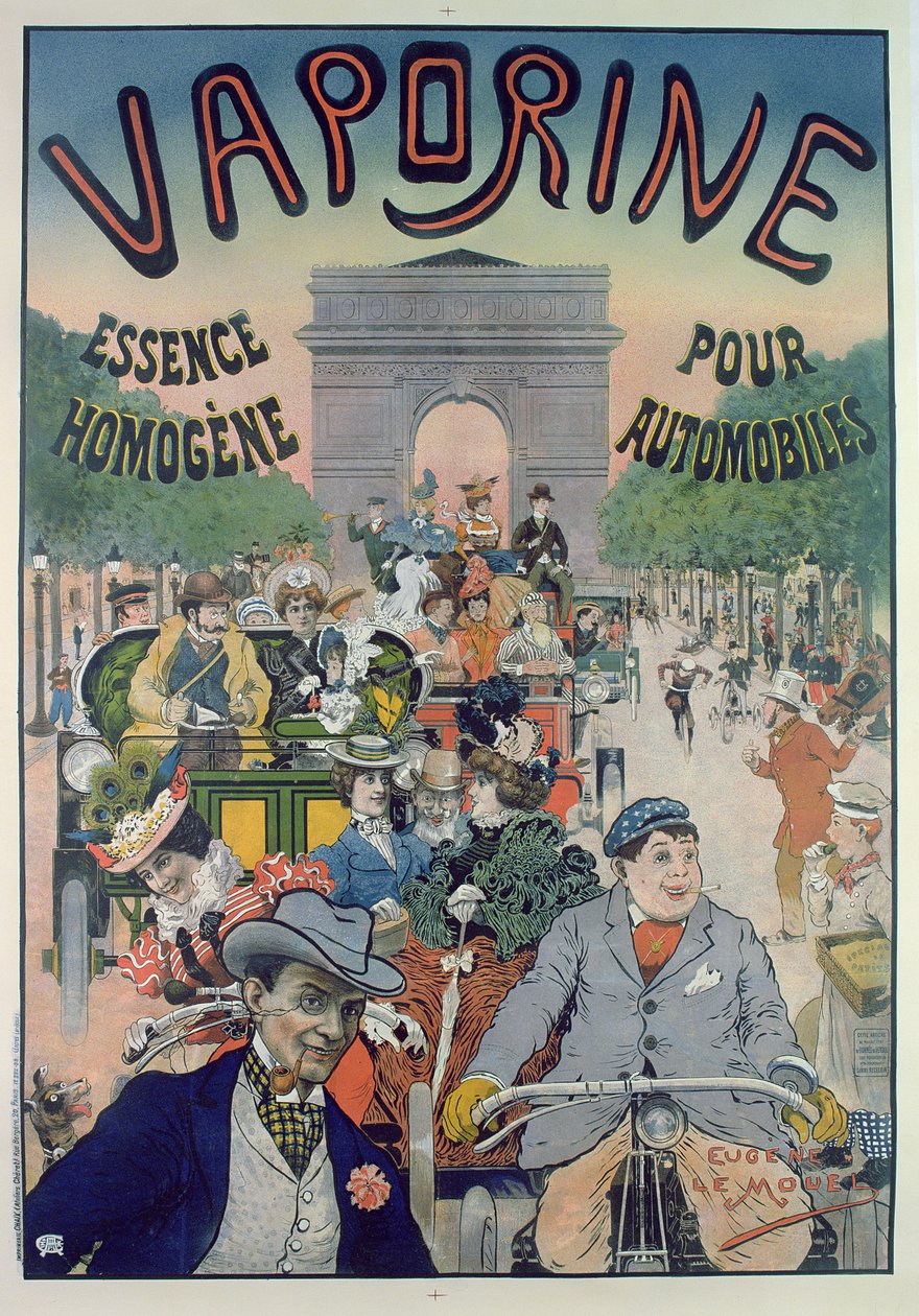 Plakat, der reklamerer for benzinolien Vaporine farve litho af E. Le Mouel