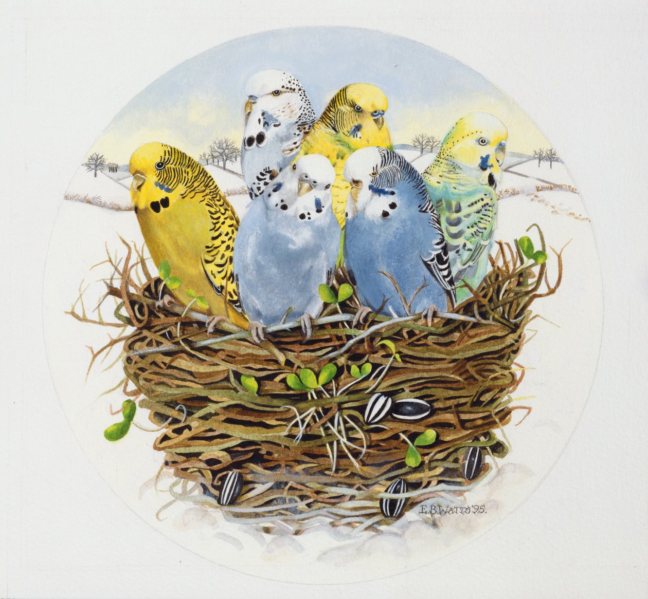 Undulat i en rede, 1995 (akryl) af E.B. Watts
