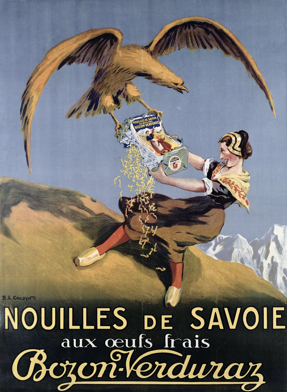 Plakat reklame pasta lavet af Bozon-Verduras af E.L. Cousyn