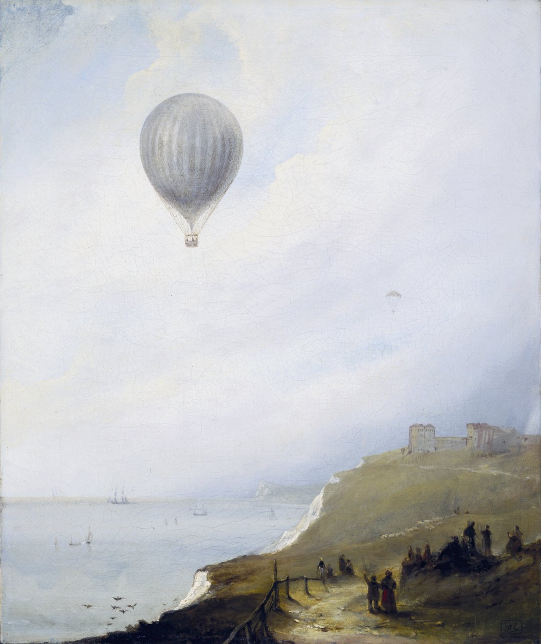 Ballon over klipperne, Dover, 1840 af E.W. Cocks