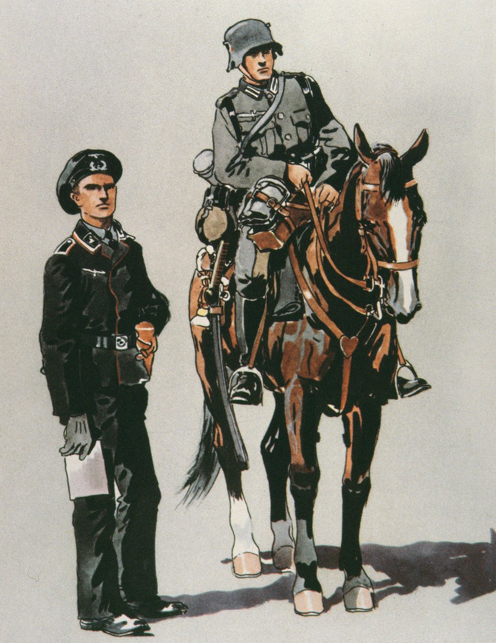 Tankofficer og bereden soldat fra den tyske hær af E. (after) Dobrich