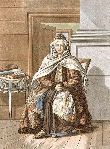 Tartar Woman from Tomsk, graveret af Jegor Skotnikoff (1782-1843) (litho) af E. (after) Karnejeff