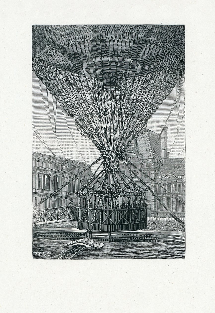 Panoramisk udsigtsplatform ved hjælp af en varmluftballon, udg. ca. 1880 (sw-stikning) af E. A. Tilly