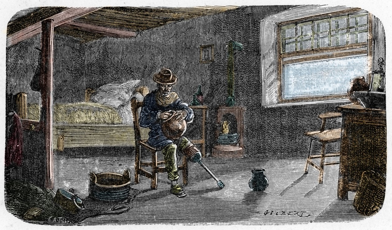 Portræt af den unge Josiah Wedgwood med et permanent svækket knæ efterladt af en lille kasse, der lærer at blive en dygtig keramiker. af E. A. Tilly