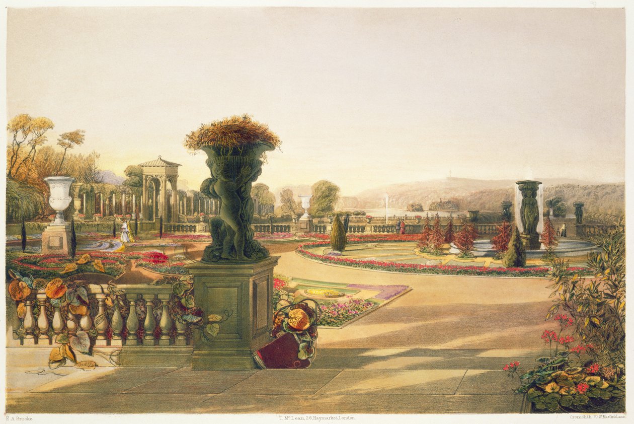 The Parterre, Trentham Hall Gardens, pub. af Thomas McLean af E. Adveno Brooke