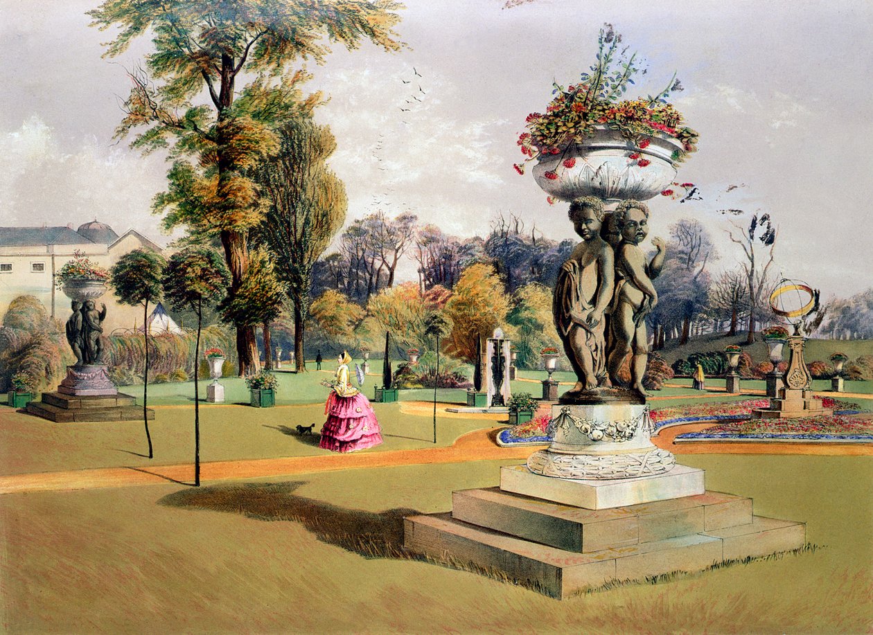 The Terrace Garden, Woburn Abbey, Berkshire, midten af det 19. århundrede af E Adveno Brooke