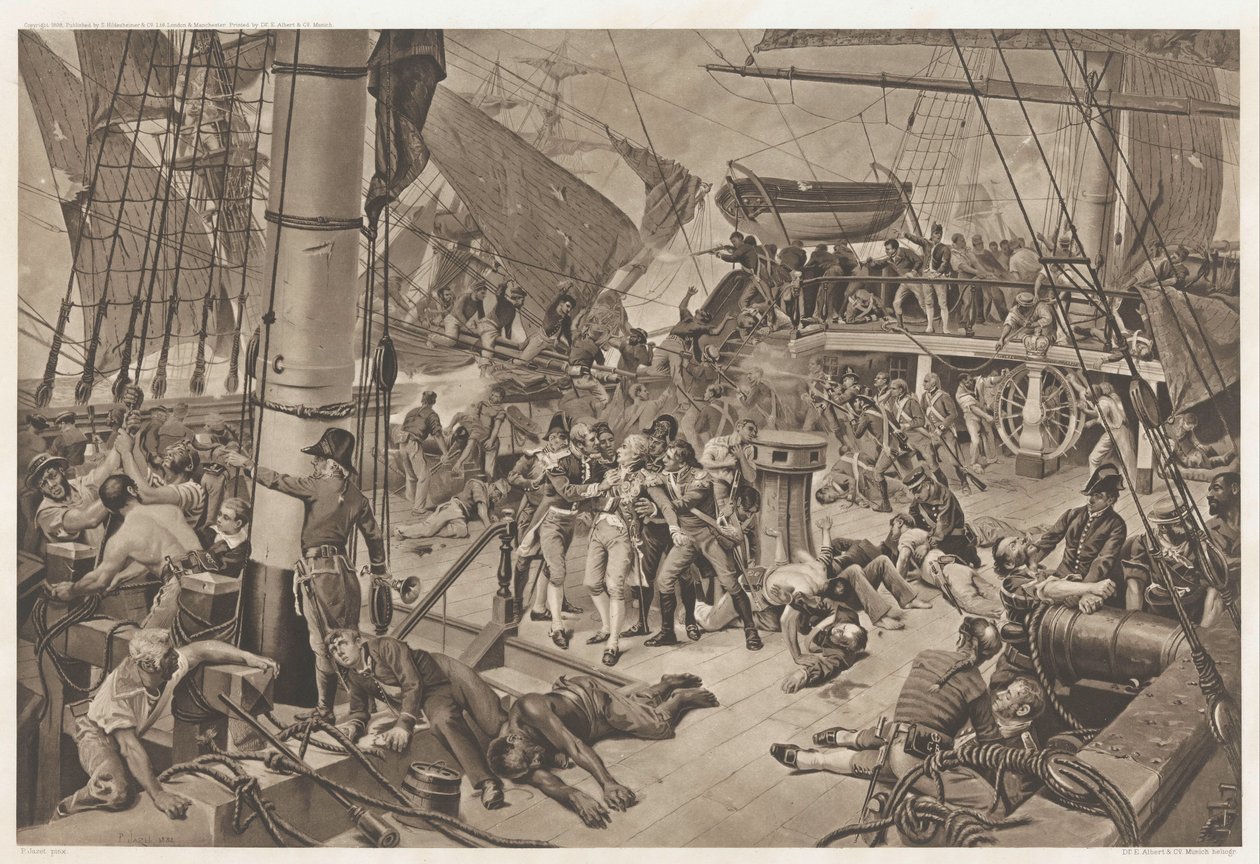 Søslaget ved Trafalgar, 1805 Battle of Trafalgar (titel på objekt) af E. Albert and Co.