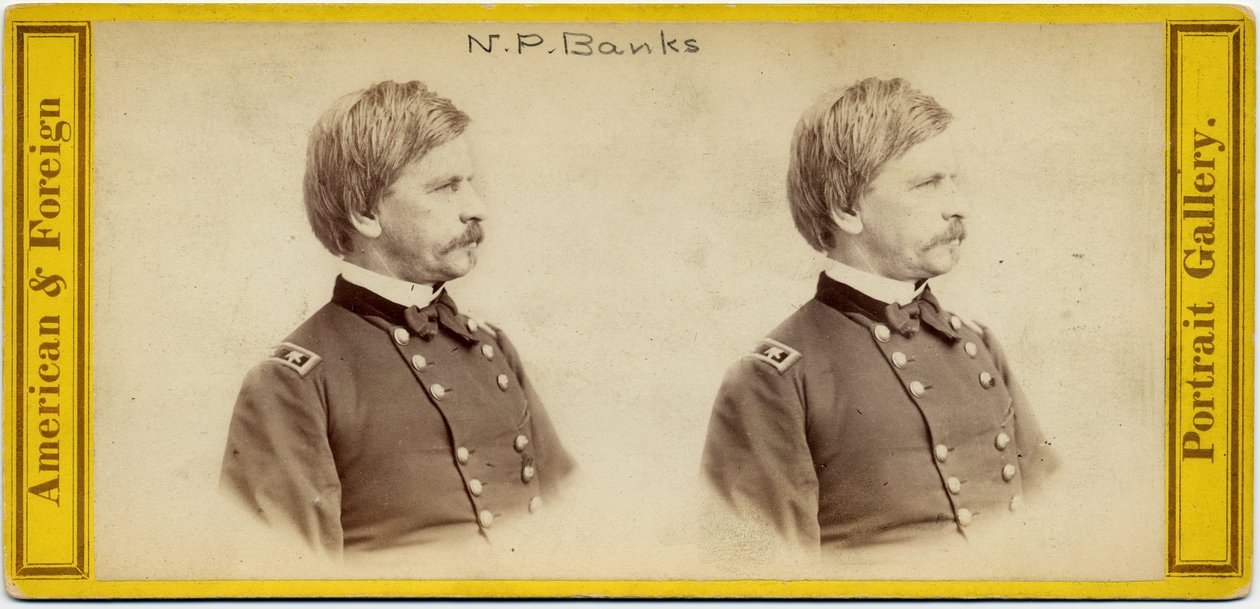 Nathaniel Prentice Banks (1816-94), amerikansk politiker og general i Unionens hær (stereofoto) af E. Anthony