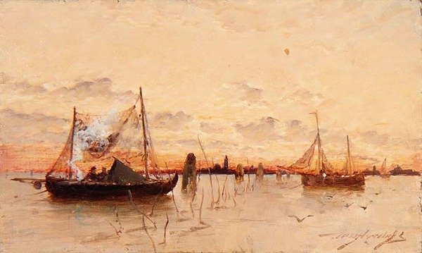 Solnedgang på lagunen af E. Aubrey Hunt