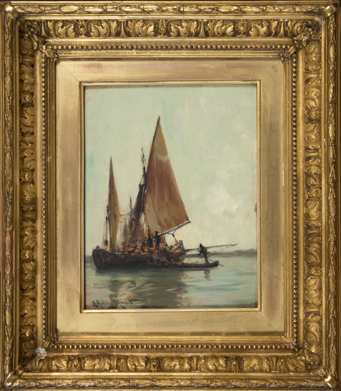 Venetiansk pram på lagunen af E. Aubrey Hunt