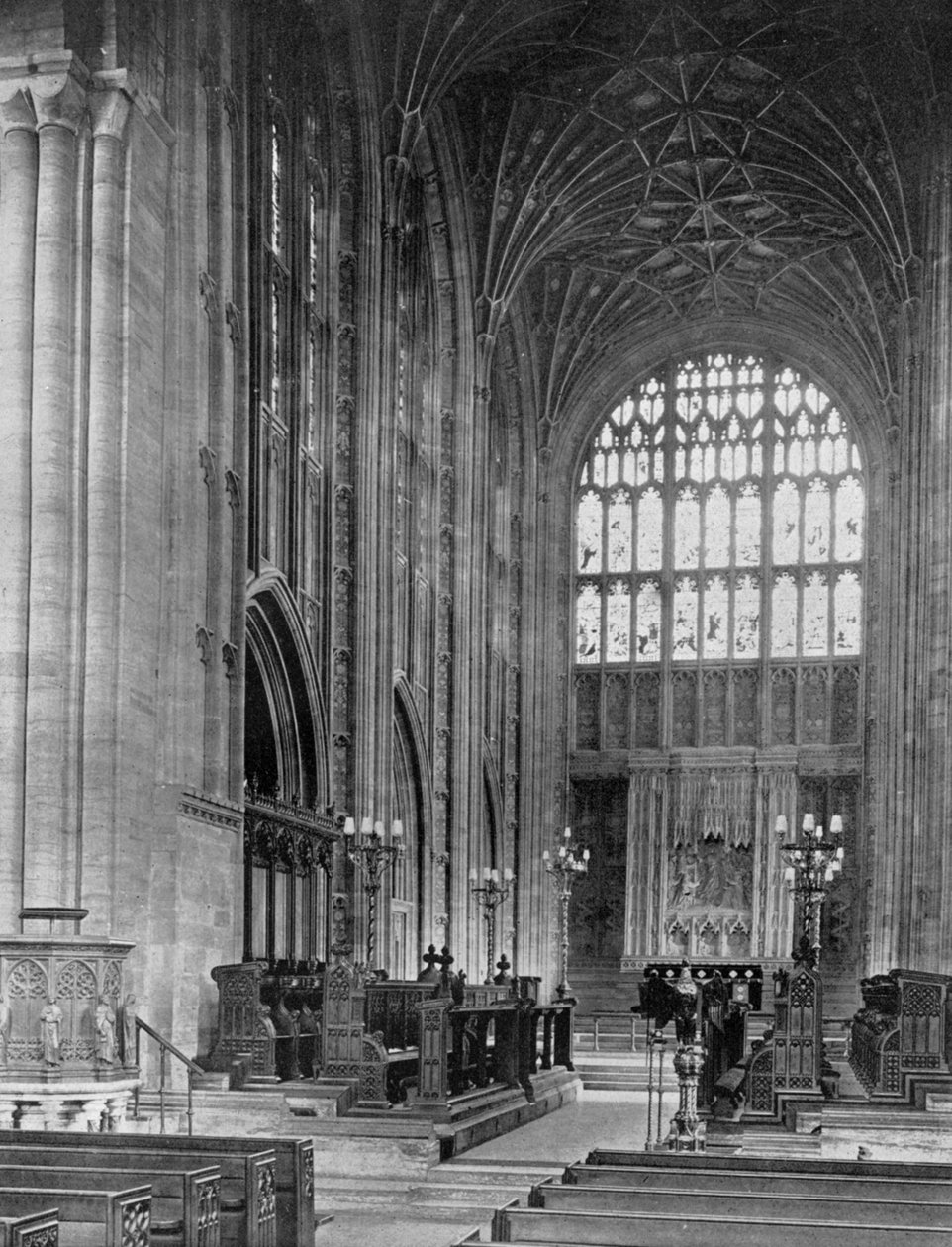 Koret, Sherborne Abbey, Dorset, 1924-1926. af E. Bastard