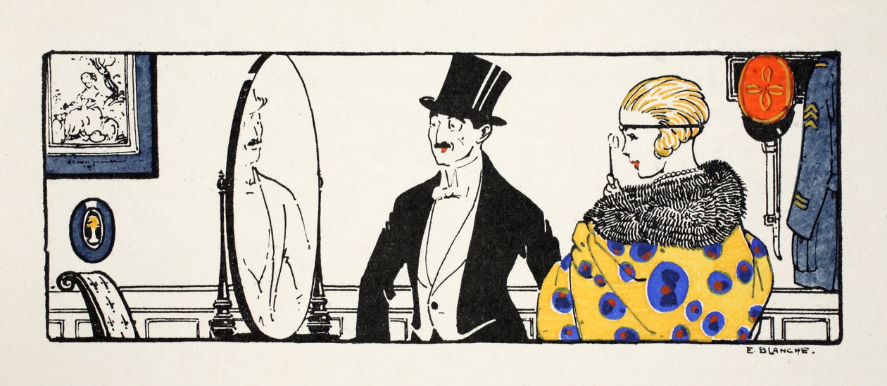 Refleksioner - et nyt liv (pochoir print) af E. Blanche