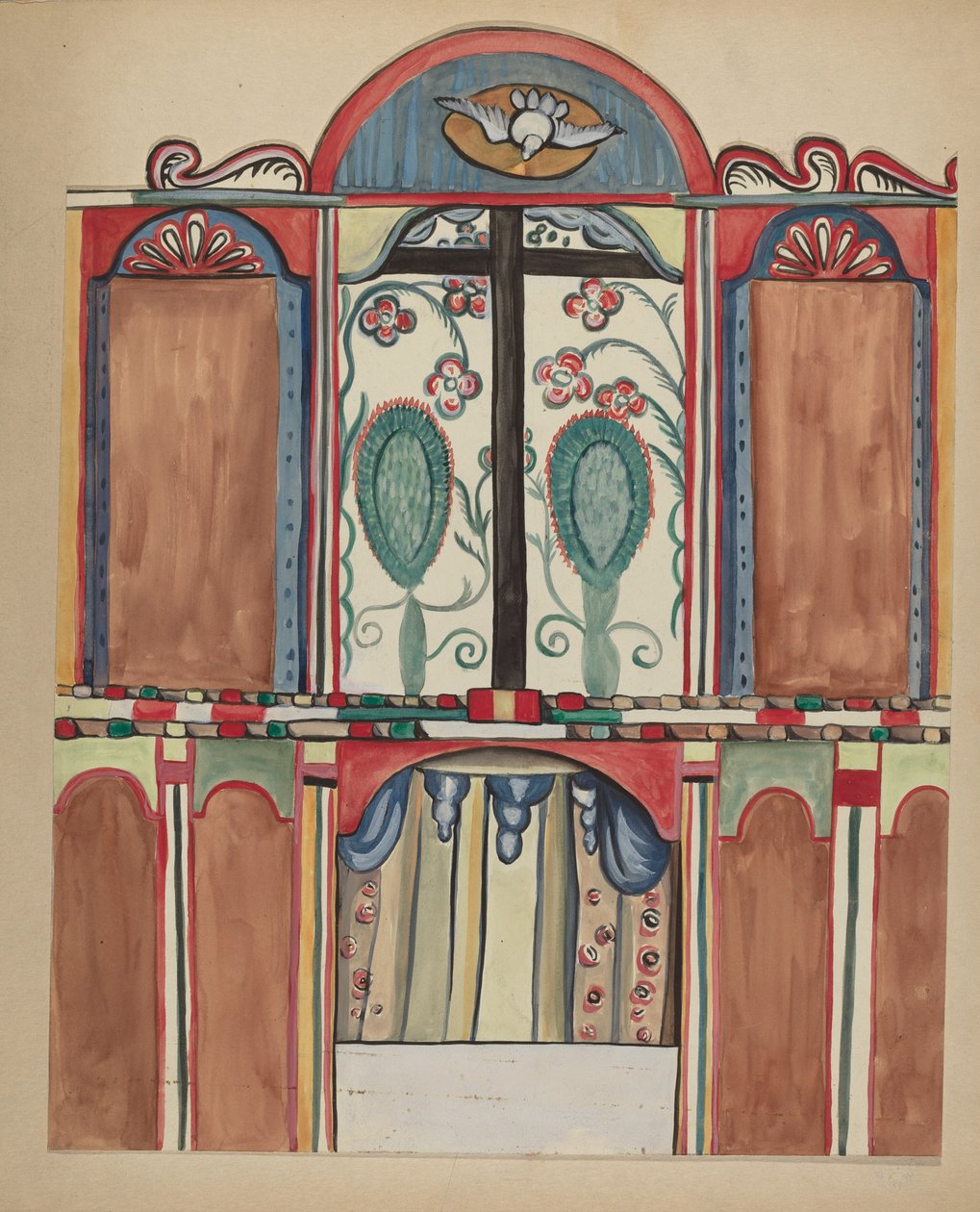 Main Reredos i Santa Cruz Church, Santa Fe County af E. Boyd