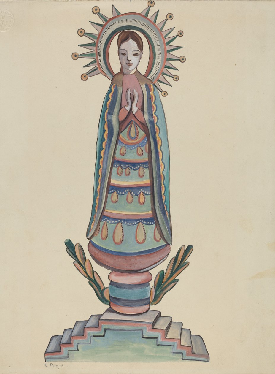 New Mexico, Bulto, polykrom træfigur, 19351942. af E. Boyd