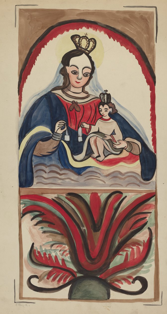 Retablo - Virgin & Child, 19351942. af E. Boyd