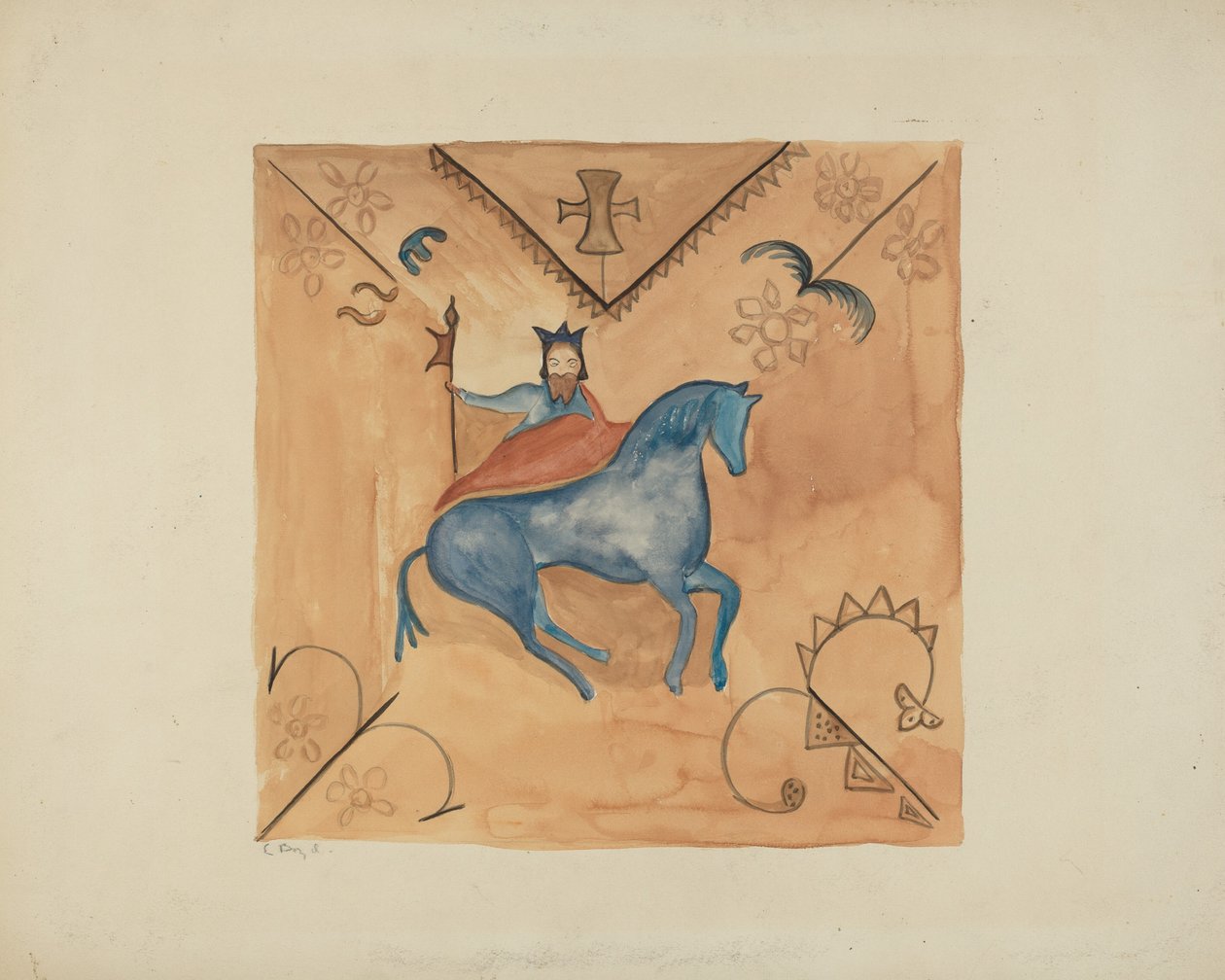 St. George malet på hjorteskind, 19351942. af E. Boyd