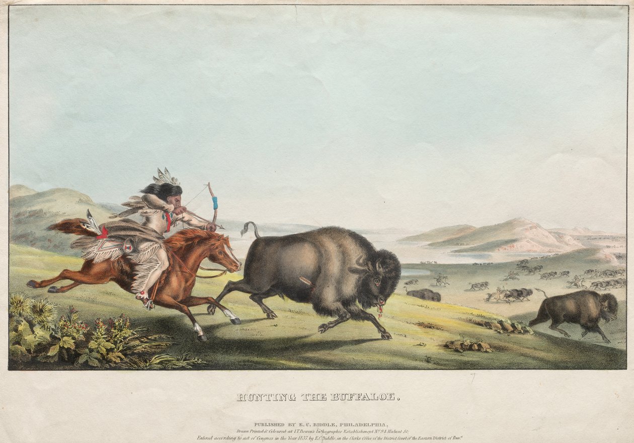 Jagt på bøflen, 1837. af E. C. Biddle