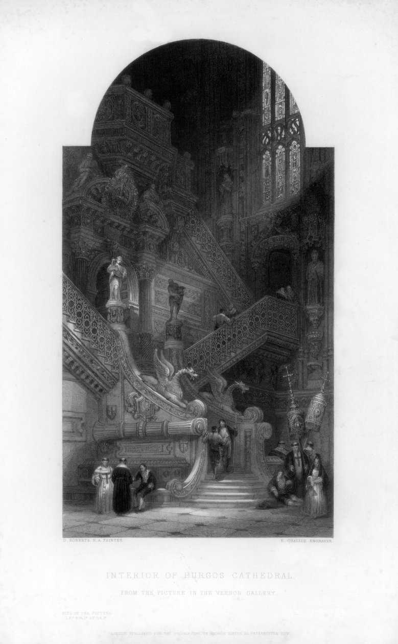 Burgos-katedralens indre, 1800-tallet. af E. Challis