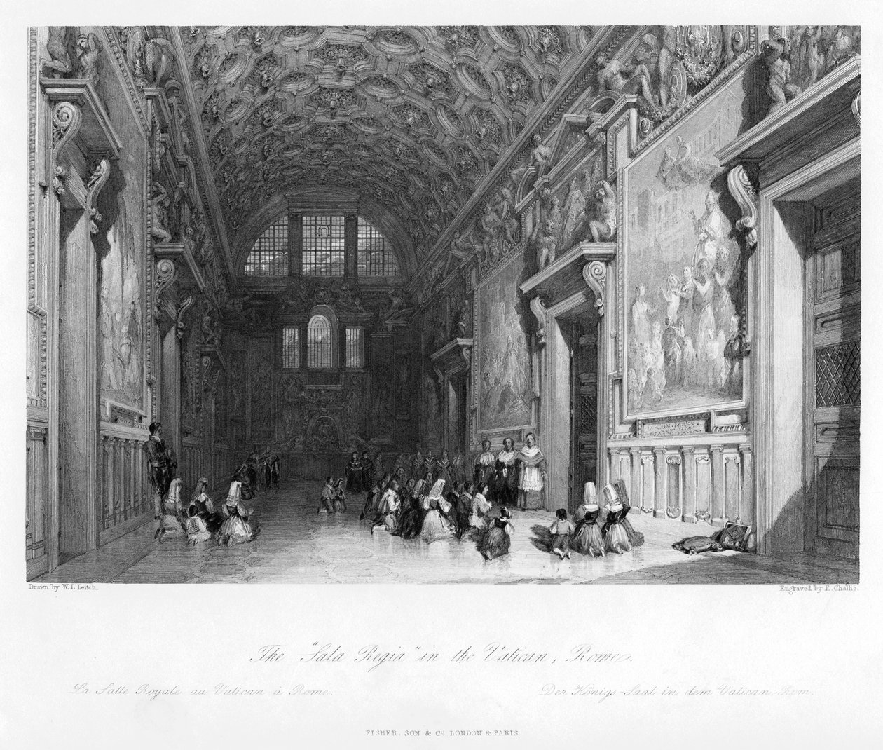 Sale Regia i Vatikanet, Rom, 1800-tallet af E. Challis