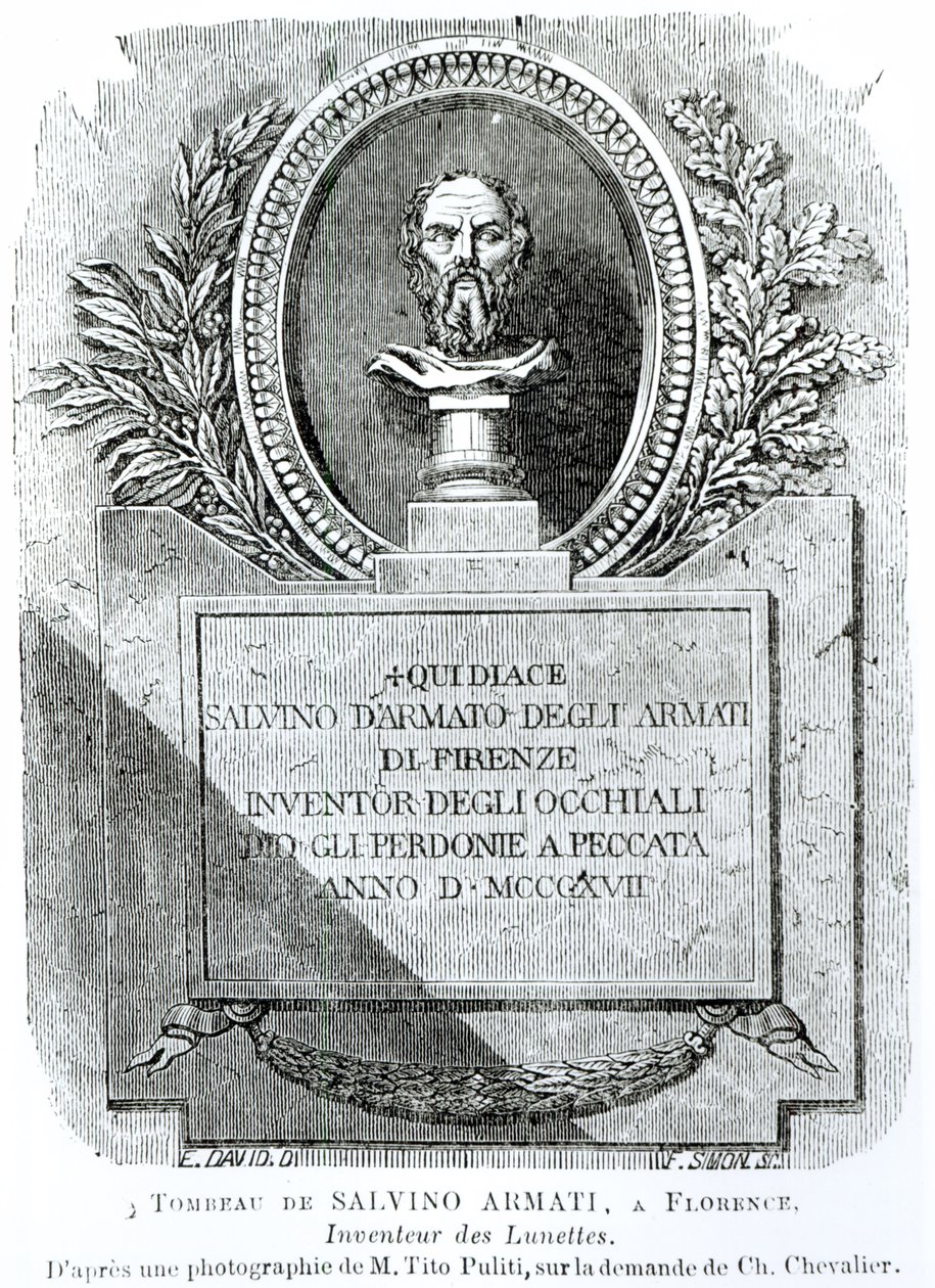 Salvino Armatis grav (d.1317), graveret af F. Simon, frontispice fra 
