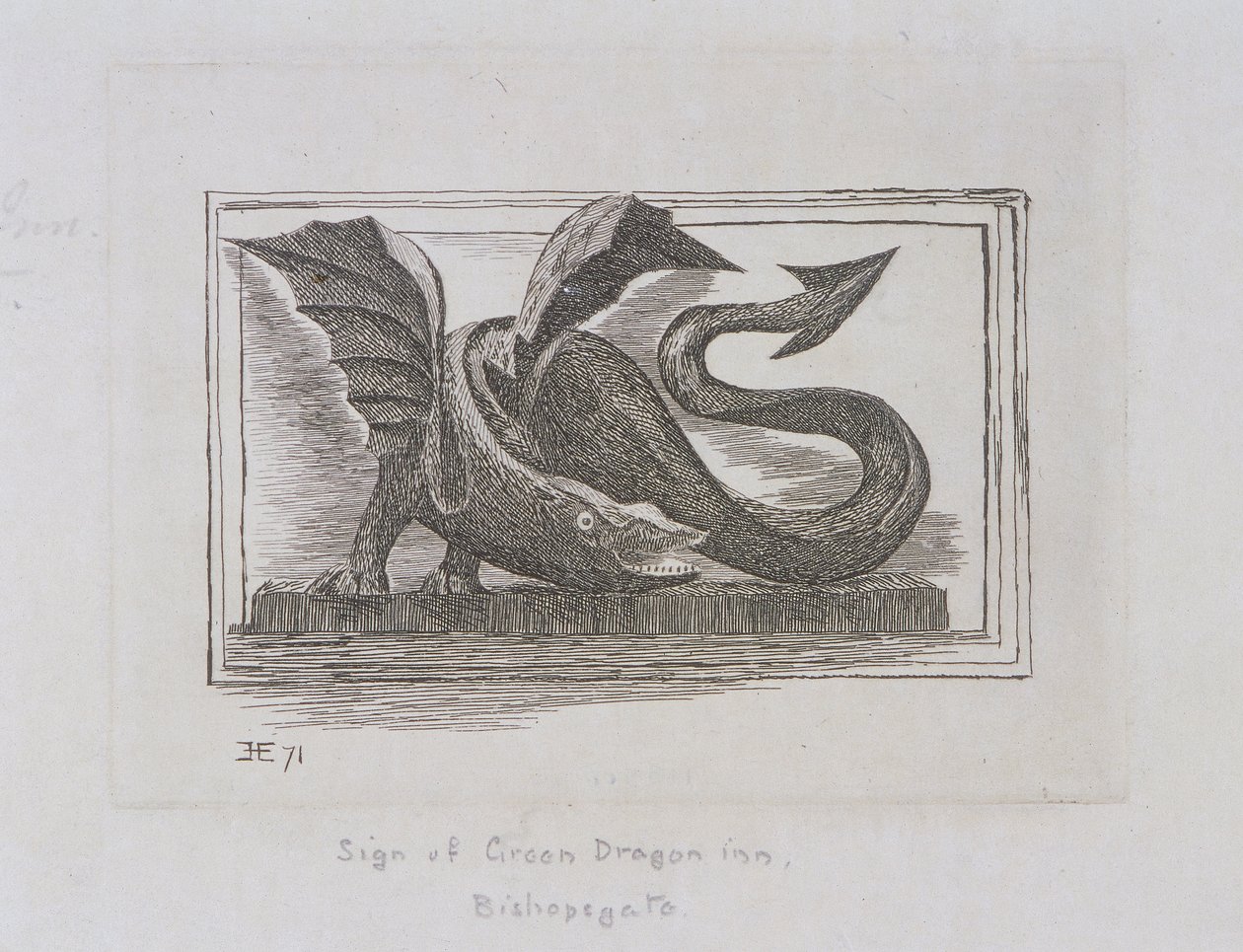 Sign of the Green Dragon Inn, Bishopsgate, London, 1871 af E Edwards