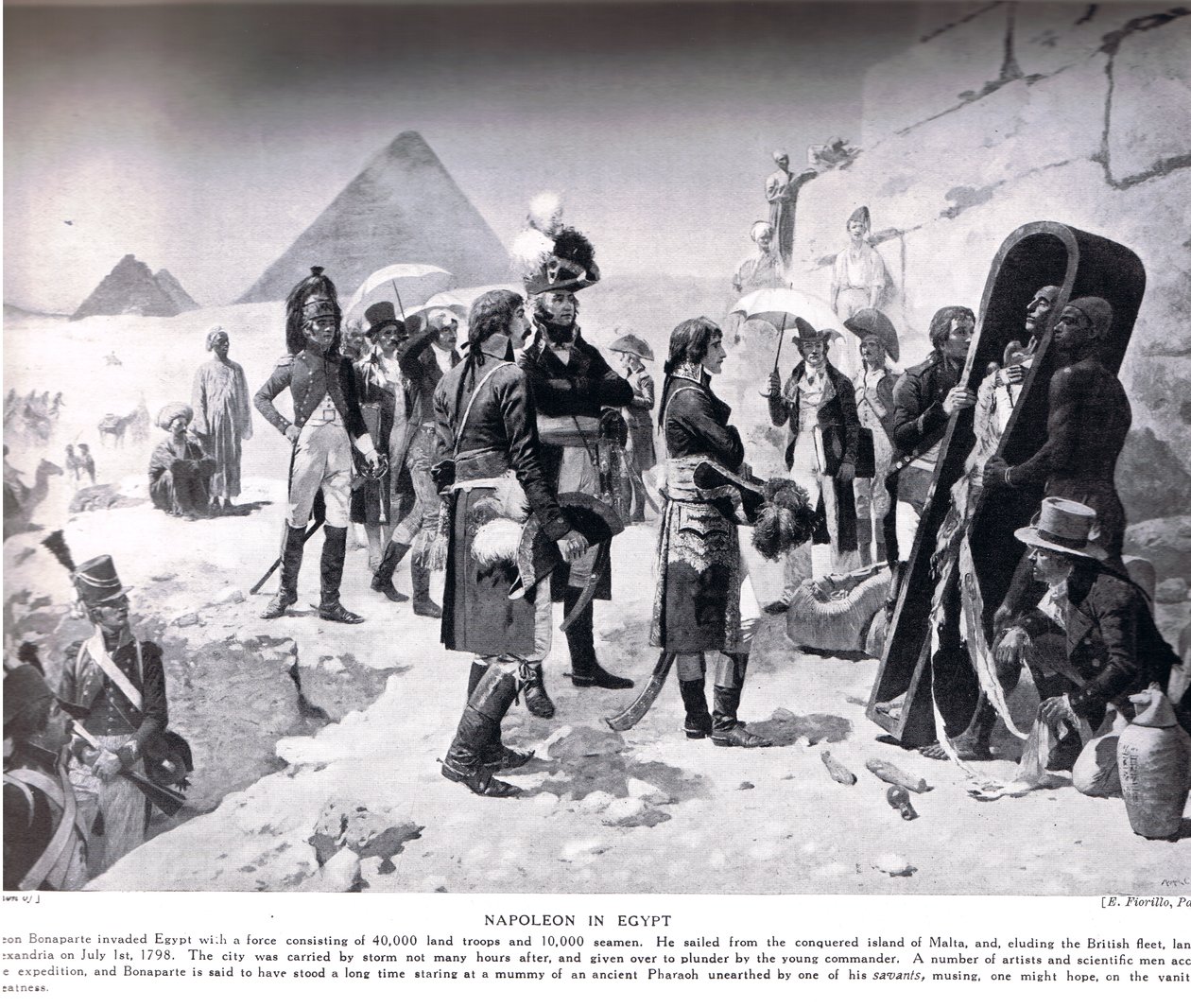 Napoleon i Egypten, illustration fra "Hutchinsons History of the Nations", ca. 1910 af E. Fiorillo