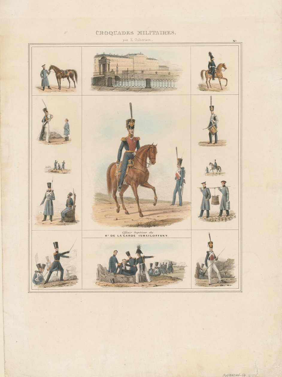 Påklædningsuniformer fra Izmailovsky-regimentet, 1840 af E. Gilbertson