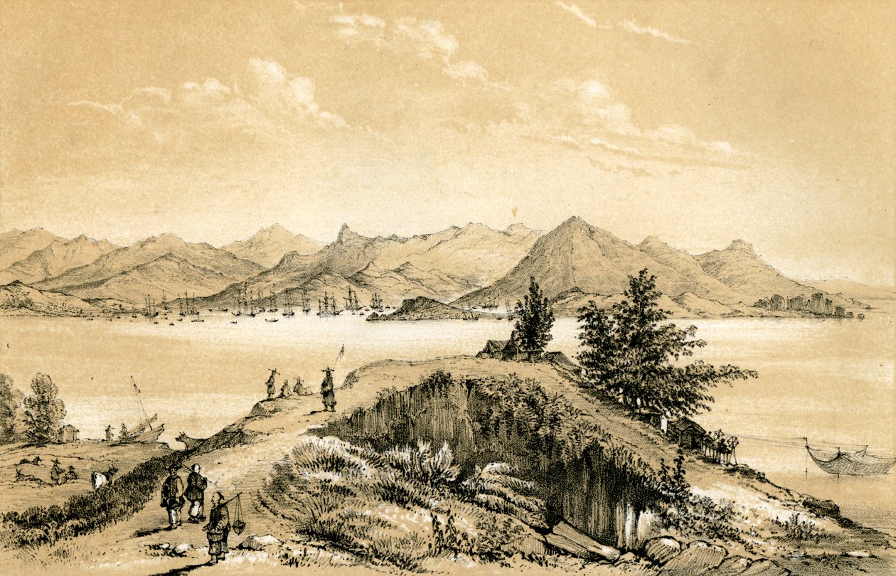 Bugten og øen Hong Kong, 1847 af E Gilks