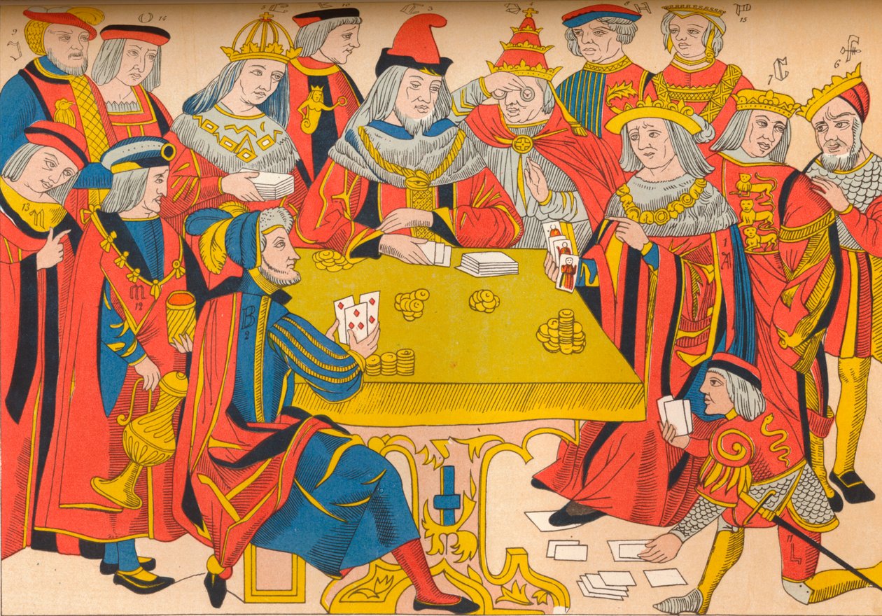 Konger og adelsmænd, der spiller kort, 1400-tallet, 1849. af E. Hauger