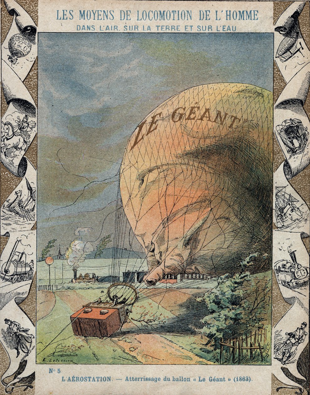 Aerostatens fald Le Giant tæt på Hannover - oktober 1863 af E. Letellier