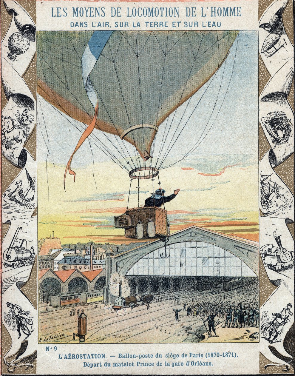 Krigen i 1870 - Belejring af Paris: ballonpost - afgang af sømanden Prince fra Gare d