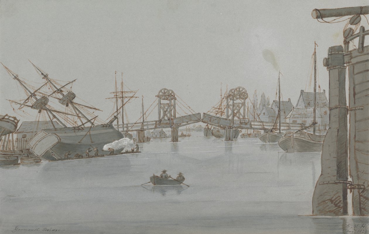 Yarmouth Bridge, august 1829 af E. M. Henderson