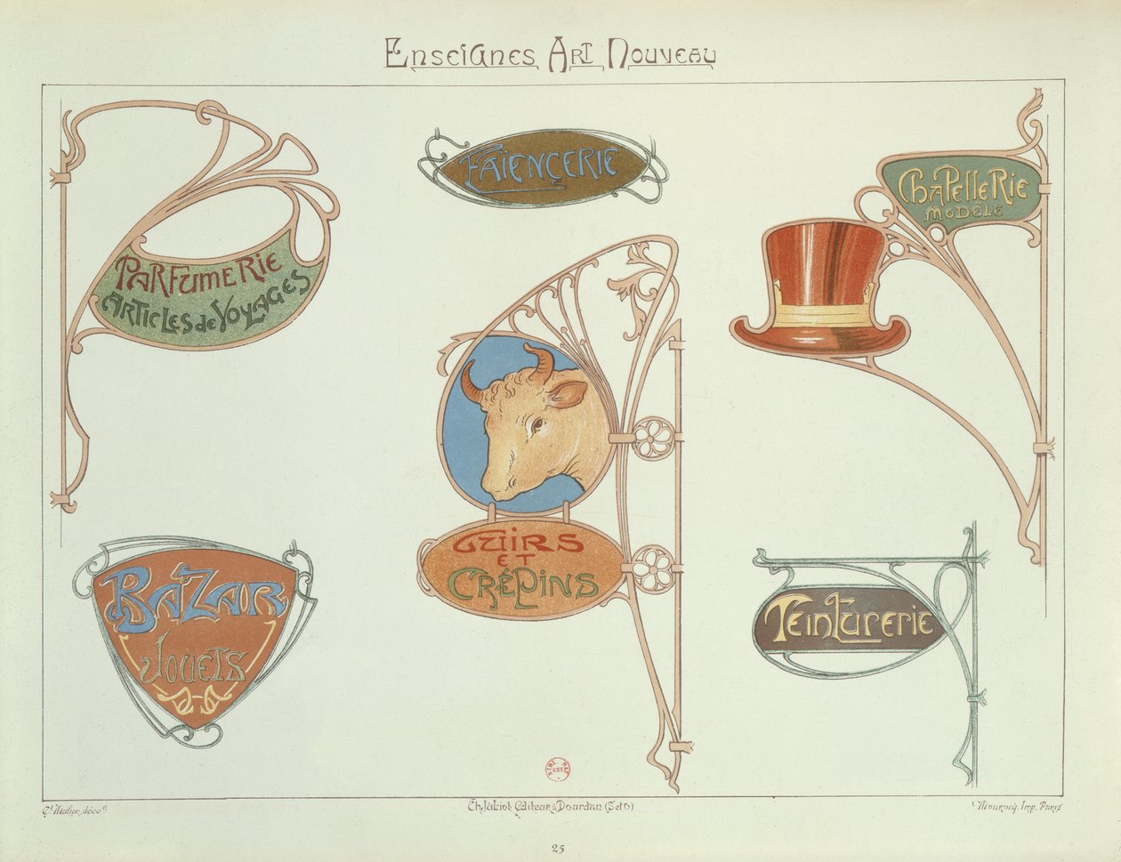 Art Nouveau butiksskilte, 1903 af E. Mulier