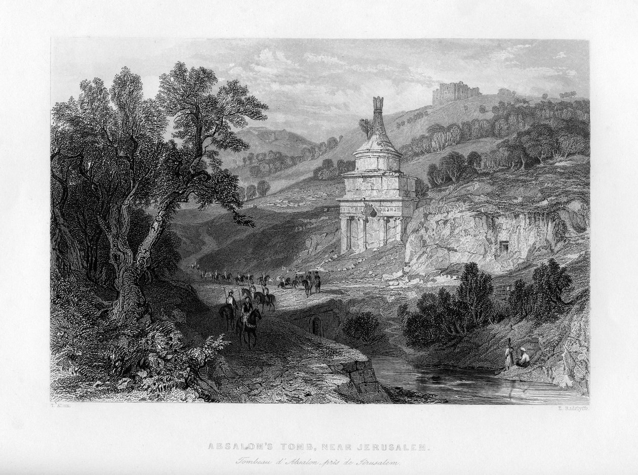 Absaloms grav, nær Jerusalem, Israel, 1841. af E. Redclyffe
