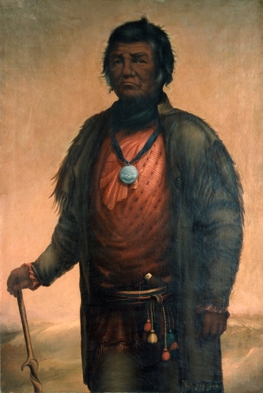 Portræt af Shabbona, Potawatomi-chef, 1859 af E. S. Webber