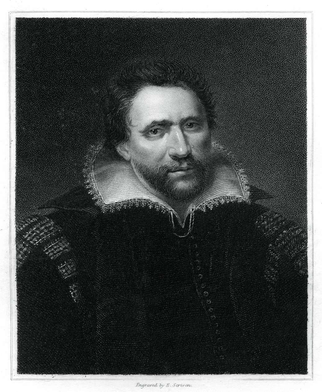 Benjamin Jonson, engelsk renæssancedramatiker, digter og skuespiller, 1834. af E. Scriven