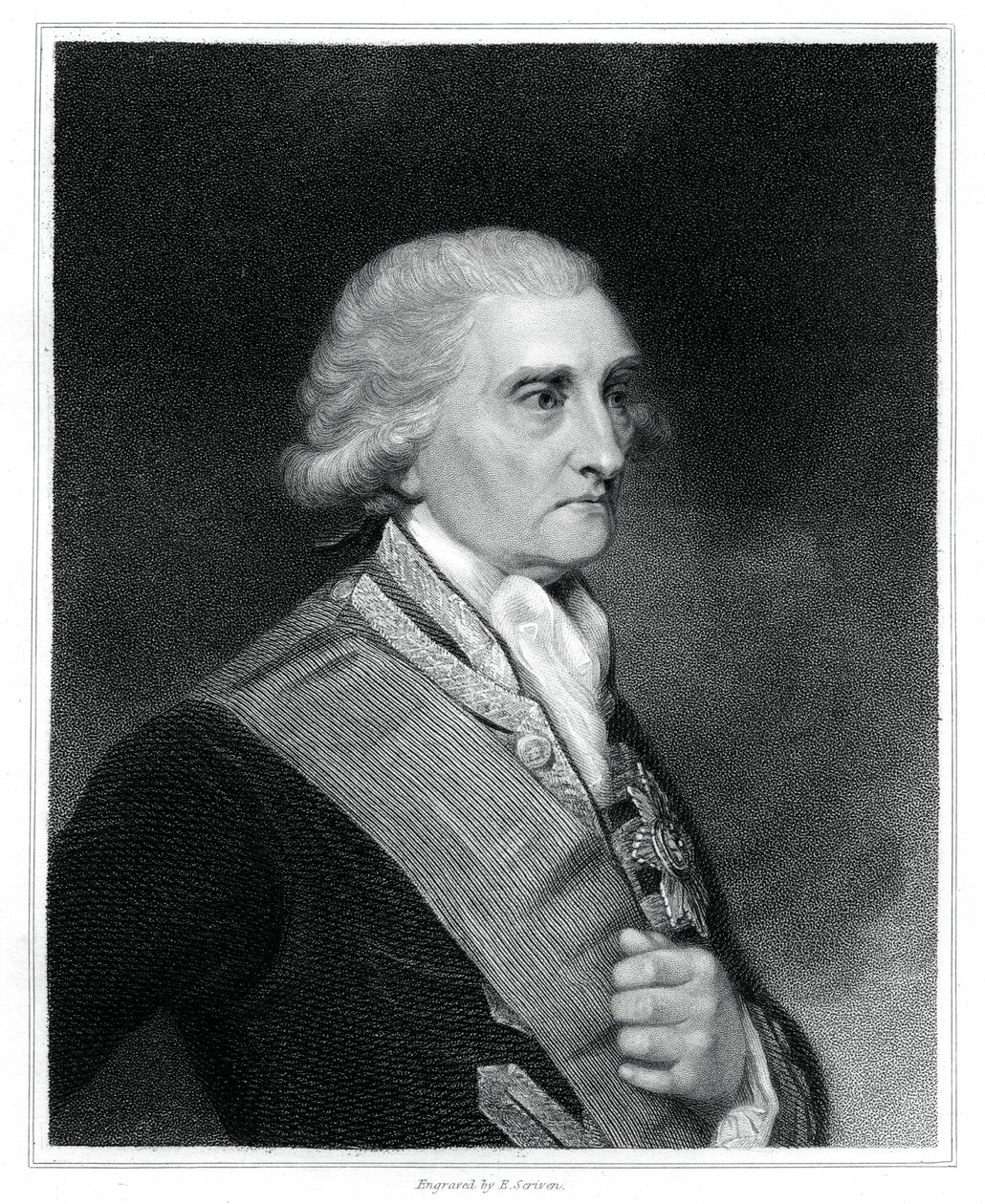 George Brydges Rodney, 1. baron Rodney, britisk flådeofficer, 1833. af E. Scriven
