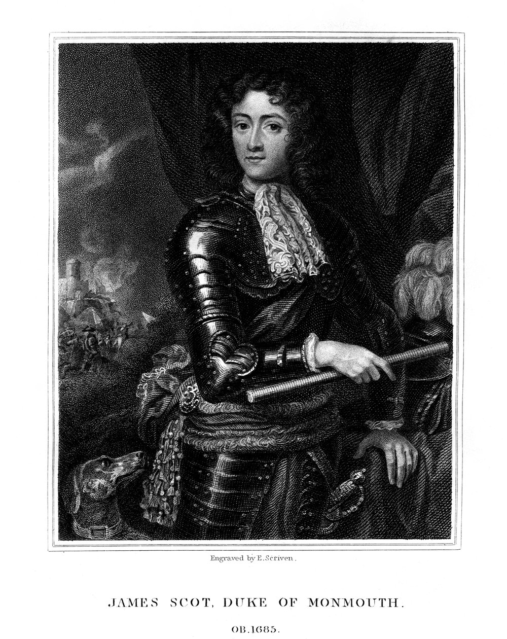 James Scott, 1. hertug af Monmouth, anerkendt af nogle som James II af England, 1826. af E. Scriven