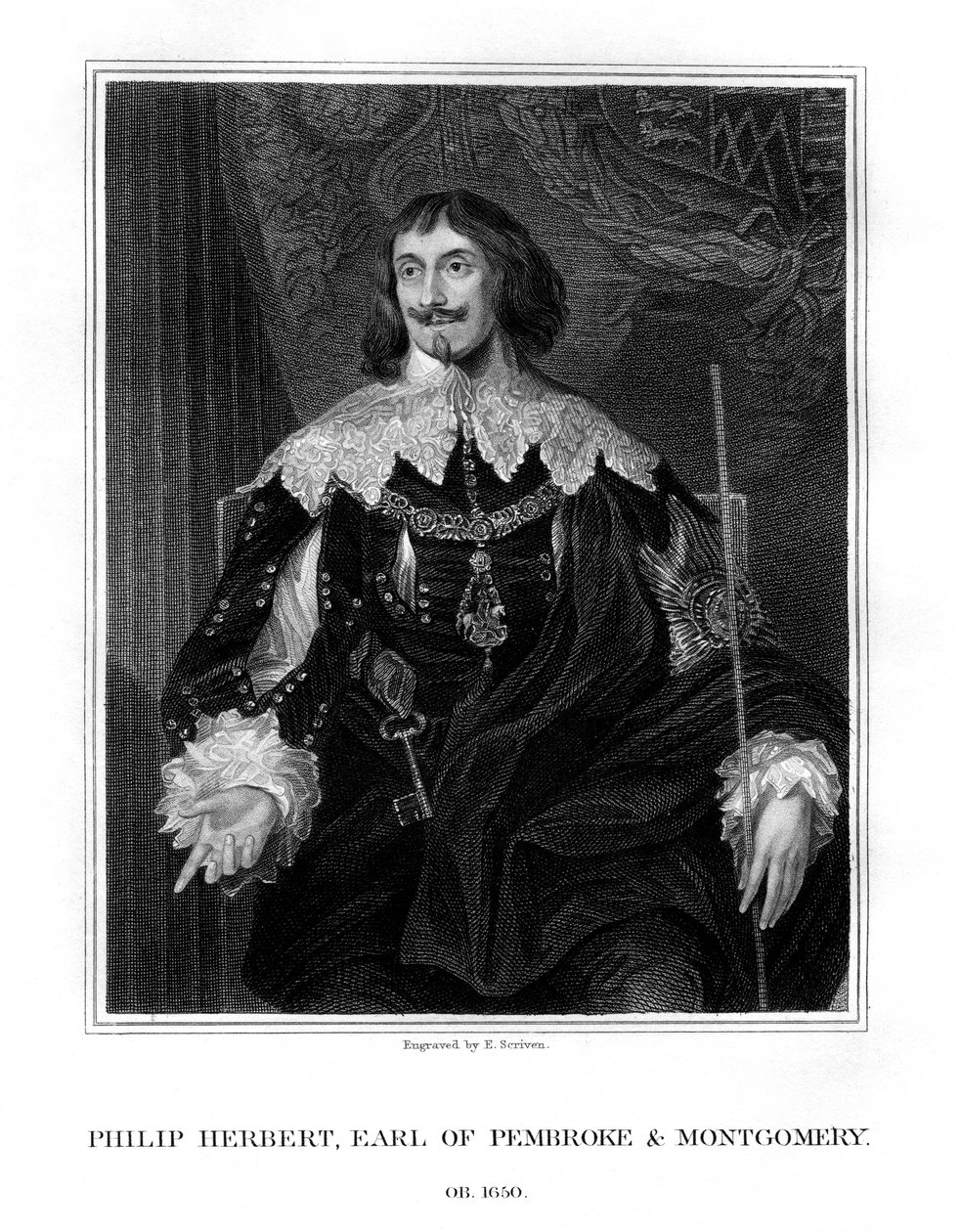 Philip Herbert, 4. jarl af Pembroke, hofmand og politiker, 1828. af E. Scriven