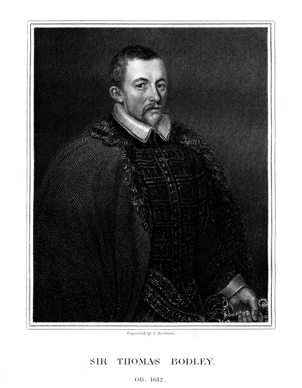 Sir Thomas Bodley, engelsk grundlægger af Bodleian Library, 1823 af E. Scriven