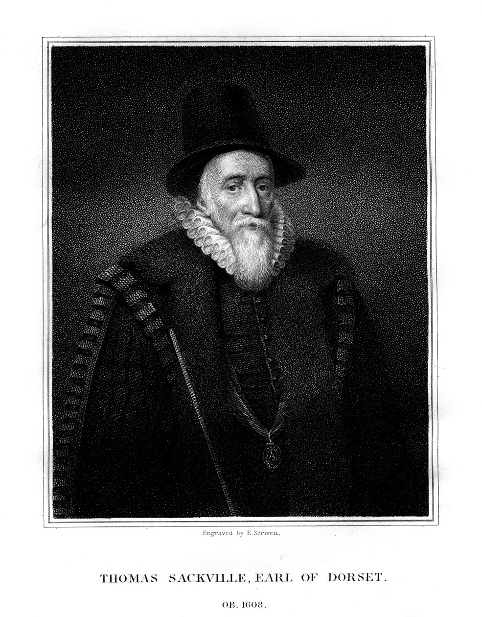 Thomas Sackville, 1. jarl af Dorset, engelsk statsmand og digter, 1824. af E. Scriven