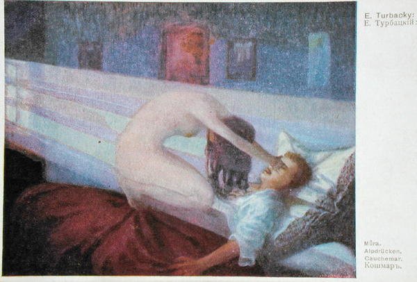 The Nightmare, ca. 1910 (farve litho) af E. Turbacky