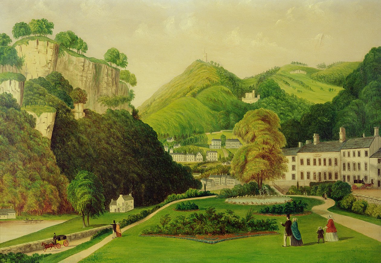 Matlock Bath fra grunden til Bath Hotel, 1895 af E. Wray