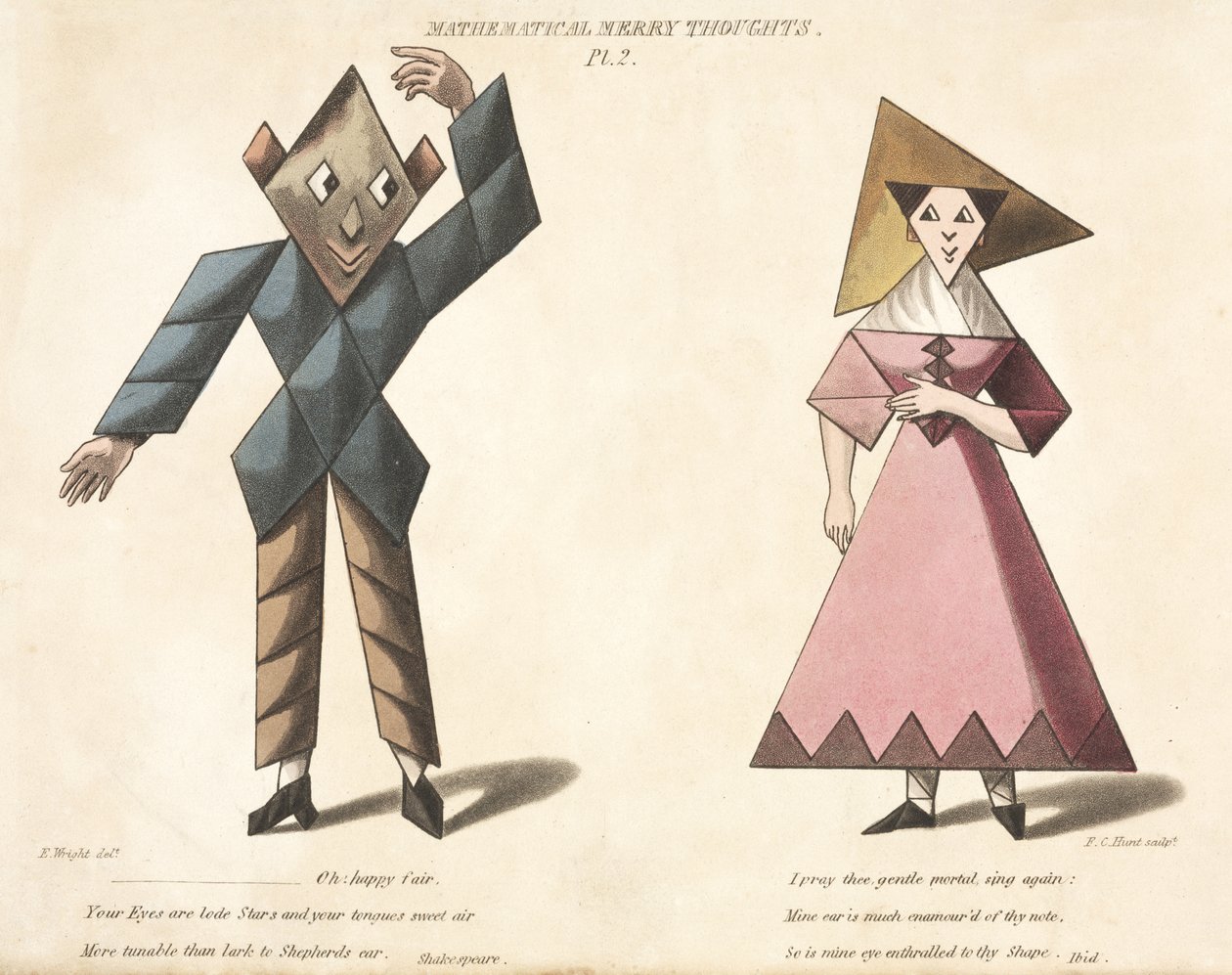Pl.2 fra Mathematical Merry Thoughts, indgraveret af F.C. Jagt, ca. 1820-30 af E. after Wright