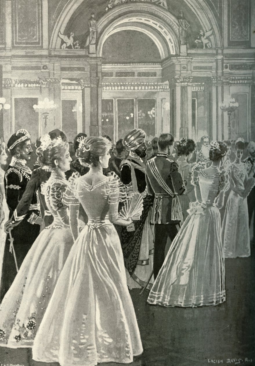 Statsreceptionen i Buckingham Palace: Indgangen til Prinsen og Prinsessen af Wales, c1897 af E. and S. Woodbury