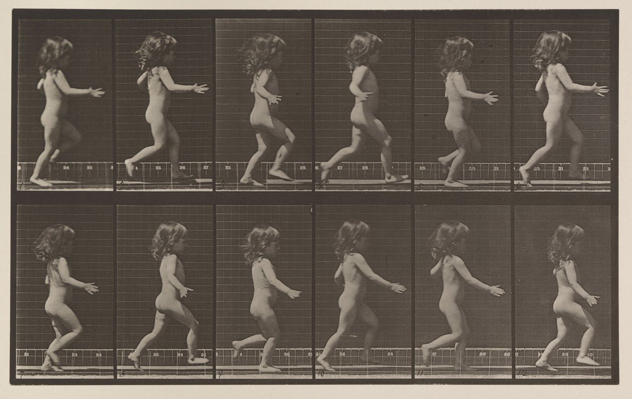 Plade nummer 469. Barn, løbende, 1887 (kollotype) af Eadweard Muybridge