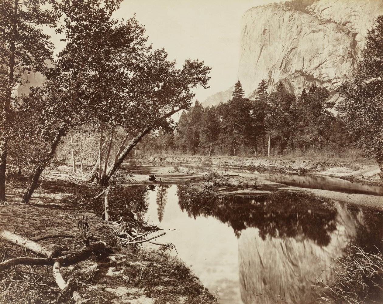 Cottonwood Bend, Valley of the Yosemite, 1872 (albumin-tryk med mammutplade) af Eadweard Muybridge