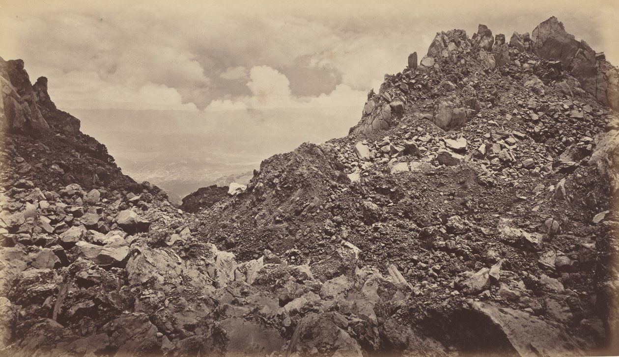 Quezaltenango fra krateret i en vulkan, 1877. af Eadweard Muybridge