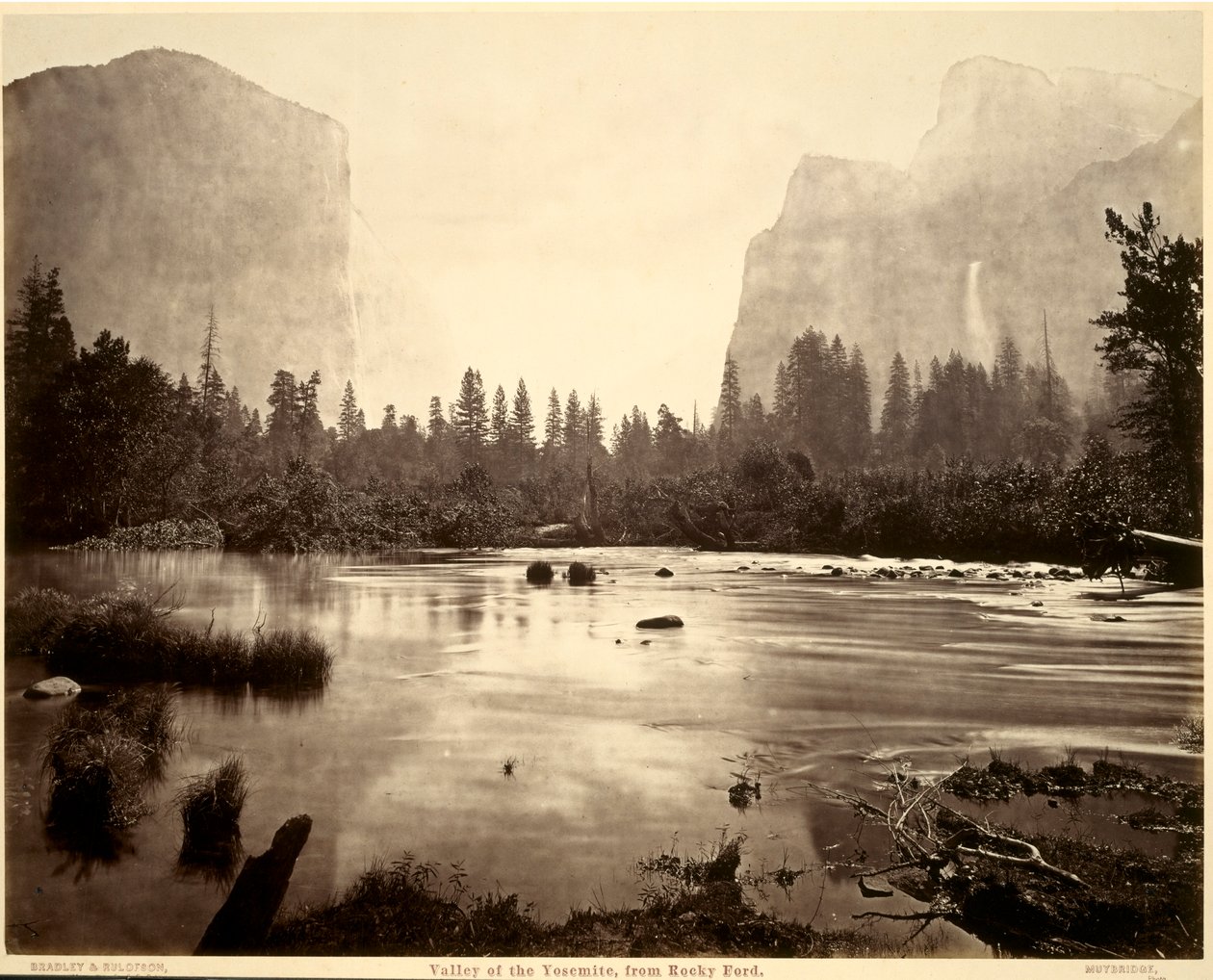 Valley of the Yosemite, fra Rocky Ford, 1872. af Eadweard Muybridge